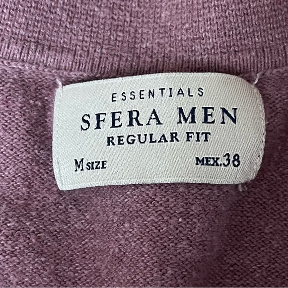 SFERA Men’s Burgundy Piqué Polo Shirt Medium Linen Blend Preppy Coastal Beach - Picture 6 of 7